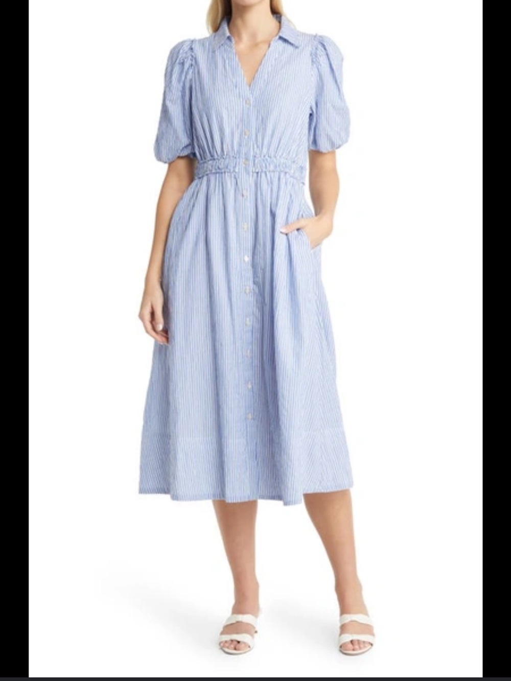 Lilly Pulitzer Tassie Blue-and-White Striped Button-Front Dress